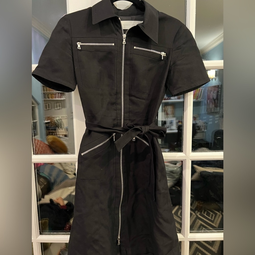 Victoria Beckham black zip up and tie dress